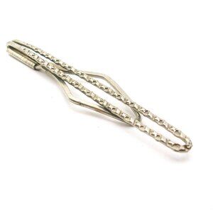 Tie Clip Bar silver tone Art Deco Stars and Stripes classic Necktie Holder